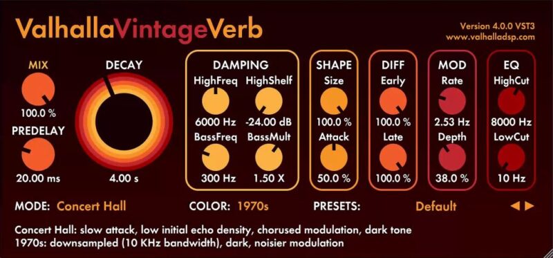 复古混响效果器 Valhalla DSP Valhalla VintageVerb v3.0.0 WIN-音浪网-音乐制作系统办公资源