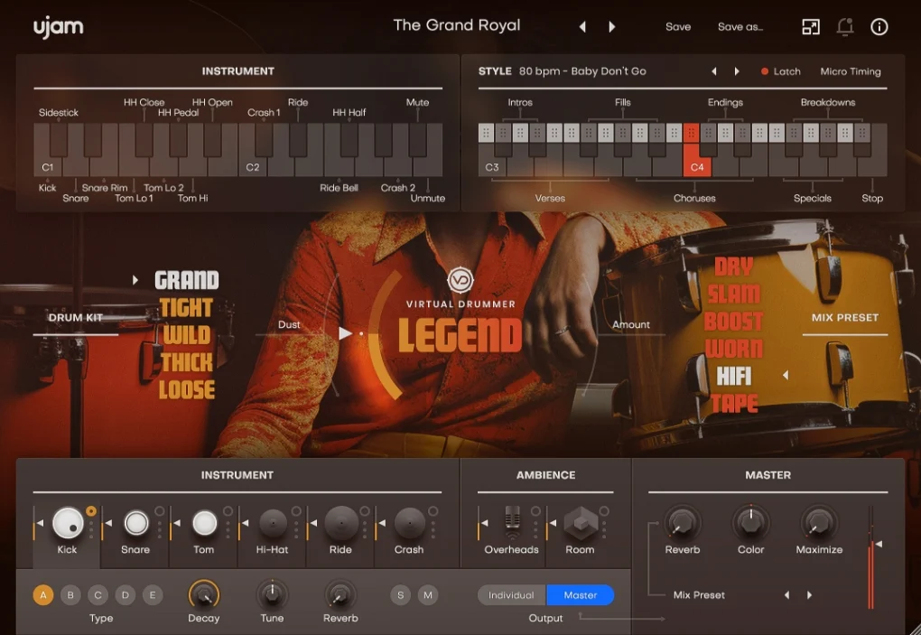70年代经典美学鼓 UJAM Virtual Drummer LEGEND v2.4.0 WIN-音浪网-音乐制作系统办公资源