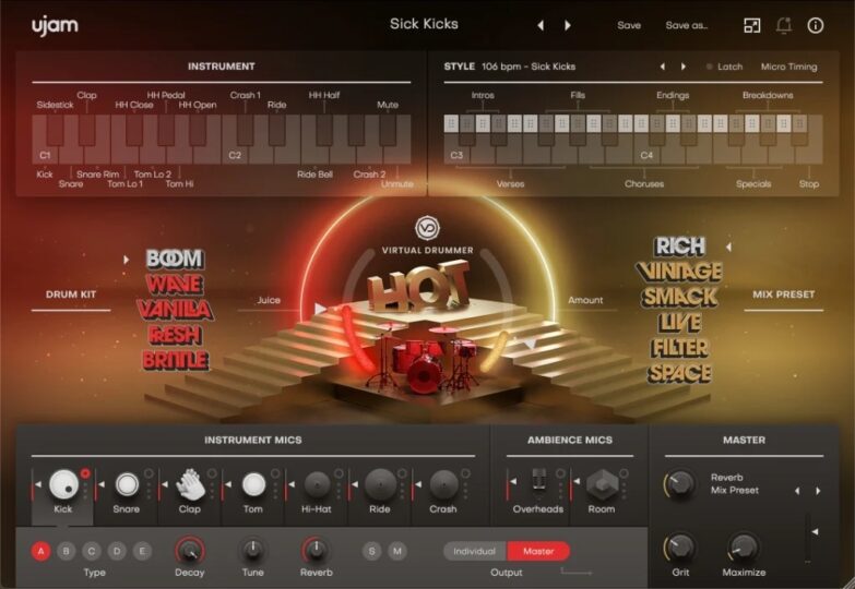 嘻哈虚拟鼓手 UJAM Virtual Drummer HOT v2.3.0 Rev WIN(含音色库)-音浪网-音乐制作系统办公资源