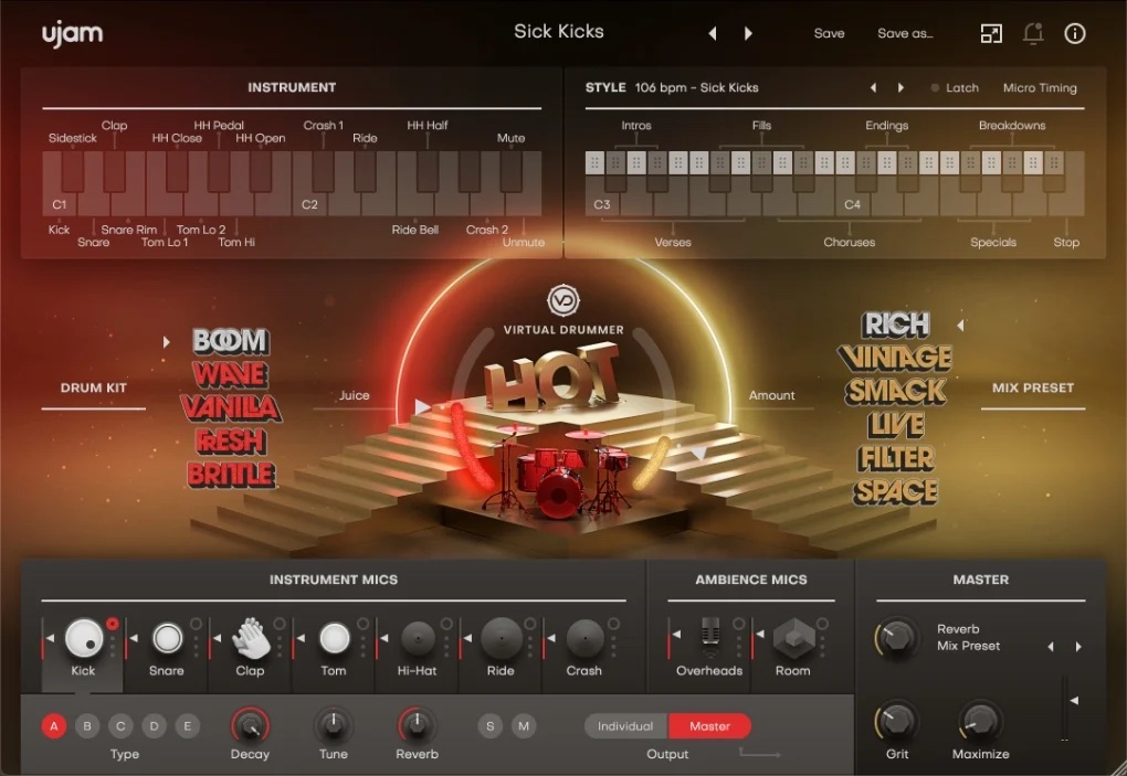 嘻哈虚拟鼓手 UJAM Virtual Drummer HOT v2.3.0 Rev WIN（含音色库）-音浪网-音乐制作系统办公资源