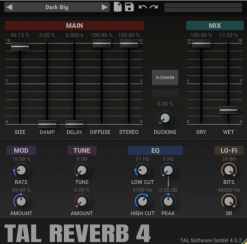 Togu Audio Line TAL-Reverb-4 V4.0.3 WiN&MAC-音浪网-音乐制作系统办公资源
