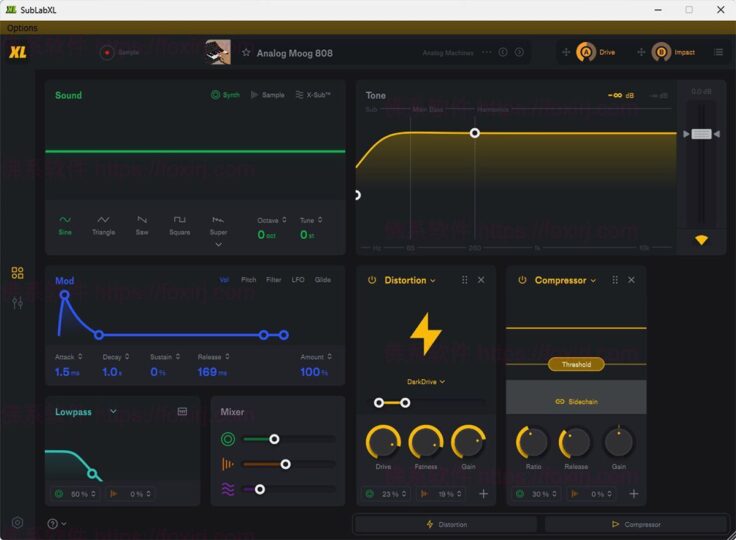 SubLab XL 1.0.4 Beta 2 808 低音合成器插件-音浪网-音乐制作系统办公资源