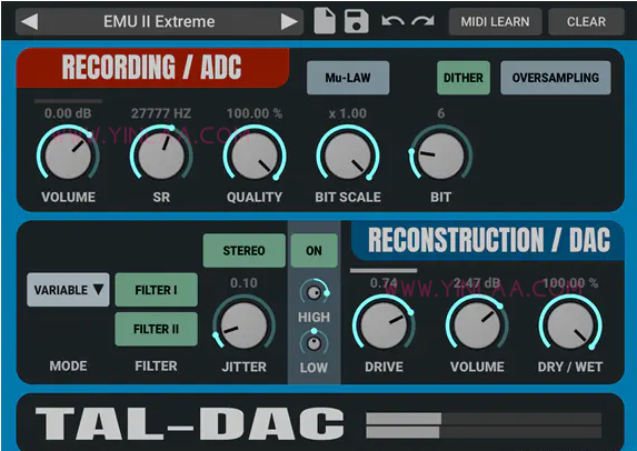 Togu Audio Line TAL-Dac 2.0.3 模拟老式数模转换器插件-音浪网-音乐制作系统办公资源