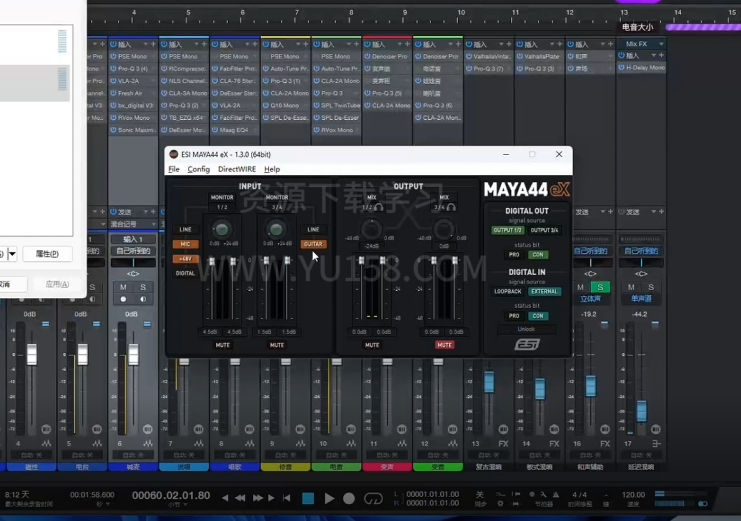 玛雅A44声卡连接Studio one机架通道设置 视频教程-KY158-音频制作办公资源分享