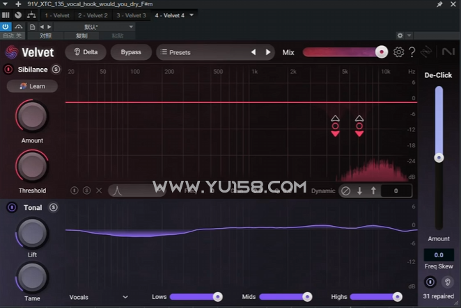 智能去齿音与音频清理插件 iZotope Velvet WiN-音浪网-音乐制作系统办公资源