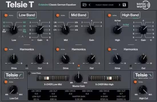 三段均衡器插件 SonicWorld Plugins Telsie T v1.0.3 Incl Patched and Keygen-R2R WiN-音浪网-音乐制作系统办公资源